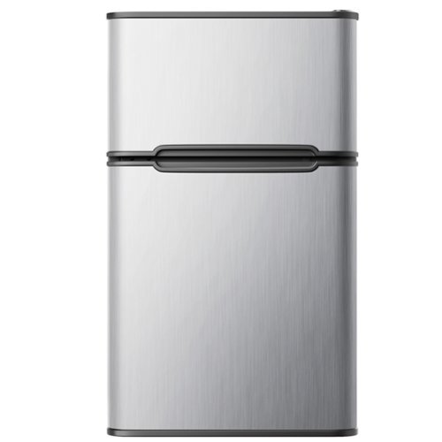 SIMZLIFE - 3.2 Cu ft Two-Door Mini Refrigerator with Freezer, Compact Design & Adjustable Removable Shelves - silvery-Front_Standard 