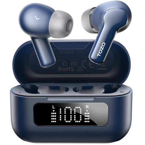 TOZO - NEW Hybrid ANC Earbuds -OrigX 2.0 Acoustics, 68H, 6 Mic-ENC Call, Stereo Bass, IP8, 32EQ, Premium Quiet/Transparent Mode - Blue-Front_Standard 