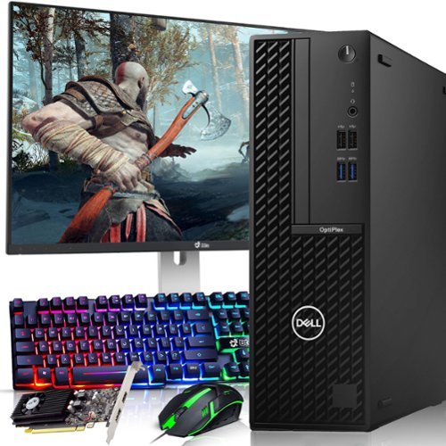 Dell - Refurbished Excellent - OptiPlex Gaming Desktop PC | Intel i5-10th 3.10GHz | 16GB RAM | 256GB SSD | 24" LED | NVIDIA GT 1030 | Wi-Fi | Win11 - Black-Front_Standard 