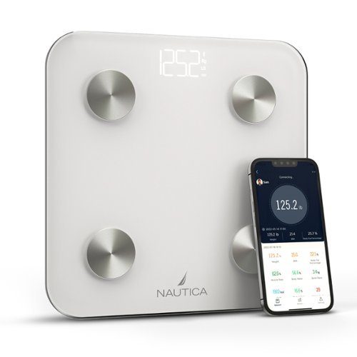 Nautica - Smart Body Scale, Fat, Muscle Mass Tracking & More, Syncs with Smartphone for Body Composition Tracking, 396 Lbs - White-Front_Standard 