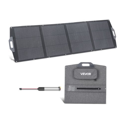 VEVOR - 200W Foldable Solar Panel, 24% High-Efficiency Portable Monocrystalline Solar Panel Charger with MC4 Output, USB-A - Black-Front_Standard 