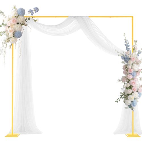 VEVOR - Arch Backdrop Stand, 8 x 8 ft, Stable Structure, Easy Assembly, Square Metal Arch Backdrop Stand for Wedding - Gold-Front_Standard 