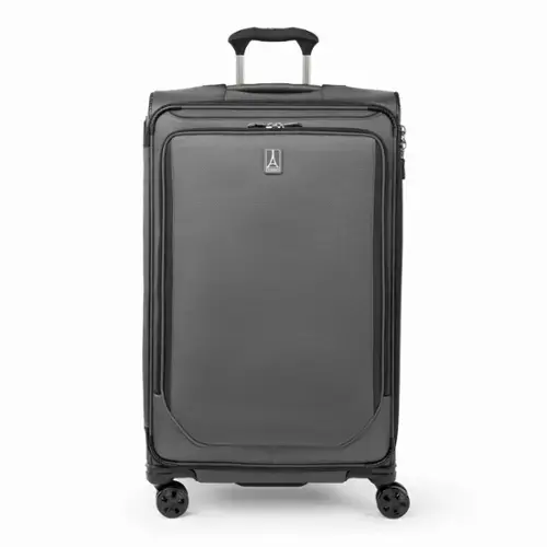 Front. Travelpro - Travelpro Crew Classic Lightweight Softside Expandable 29" Checked Spinner - Titanium Grey.
