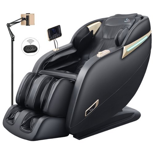 MassaMax - MD906 3D SL Track Smart Massage Chair with Voice Control, AI Body Scan, Zero Gravity,Heat Function - Black-Front_Standard 