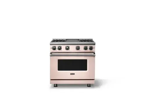 Front. Viking - Pro 7 Series 5.6 Cu. Ft. Freestanding Sealed 4 Burner LP Gas Convection Range/Griddle - Blush - Blush.
