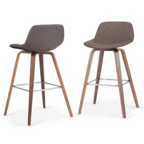 Simpli Home - Randolph Bentwood Counter Height Stool (Set of 2) - Distressed Chocolate Brown-Front_Standard 