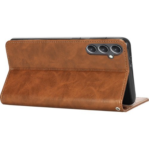 SaharaCase Leather Folio Wallet Case for Samsung Galaxy S23 FE - Brown GLOBAL SHIPPING