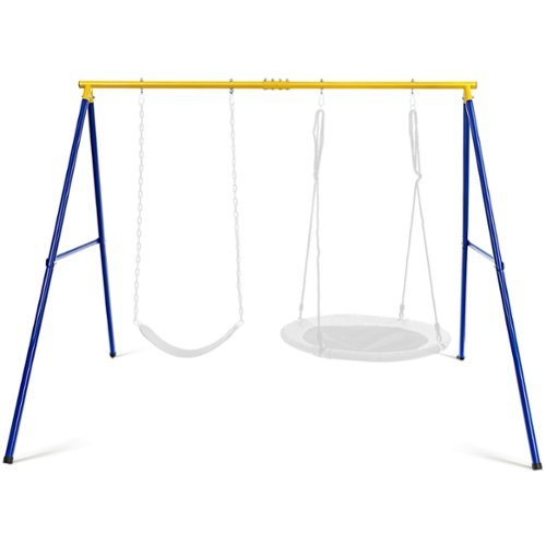 Costway - 660 LBS Heavy-Duty Metal Swing Frame Extra Large Swing Stand for Kids and Adults - Blue,Yellow-Front_Standard 