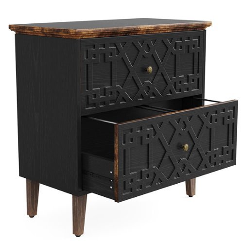 Kadyn - Filing Stroage Cabinets,File Stroage Cabinet, Wood File Cabinet, 2-Drawer Filing Cabinet Storage Cabinet - Black-Front_Standard 