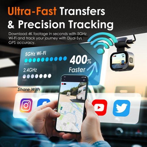 Rexing C1 Plus 4K UHD Dash Cam with Wi-Fi & GPS, 170° Wide Angle, WDR, Parking Mode, 32GB Card - Black GLOBAL SHIPPING