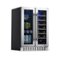 NewAir - 24” Built-in Dual Zone 18 Bottle and 58 Can French Door Wine and Beverage Fridge with SplitShelf™ and Recessed Kickplate - Stainless Steel-Front_Standard