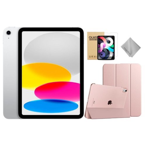 Apple - 11-inch iPad A16 chip with Wi-Fi - 128GB - With Rose Gold Case Bundle - Silver-Front_Standard 