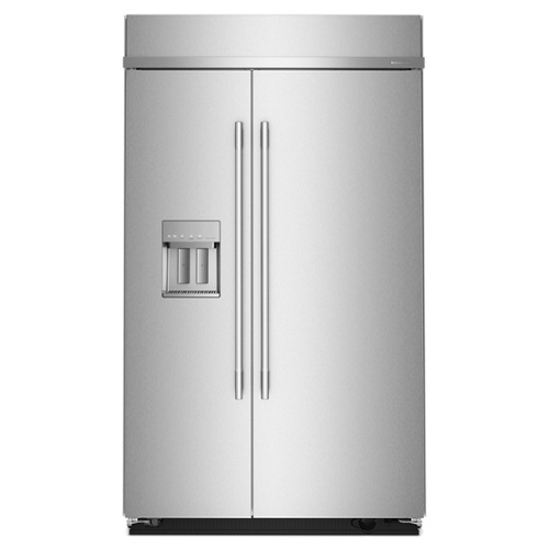 KitchenAid - 29.4 Cu. Ft. Built-In Side-by-Side Refrigerator with Exterior Water and Ice Dispenser with Measured Fill - Stainless Steel-Front_Standard 