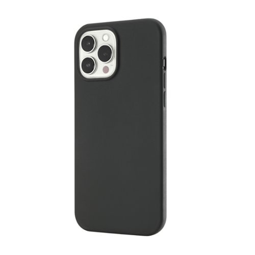 Best Buy essentials™ - Liquid Silicone Case with MagSafe for iPhone 13 Pro Max and iPhone 12 Pro Max - Black-Front_Standard 