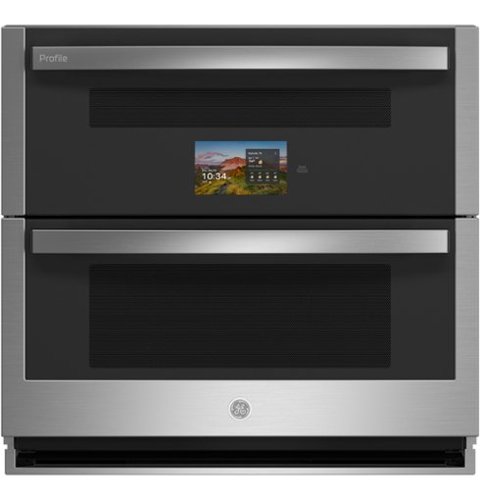 GE Profile - 30" Smart Built-In Electric Double Twin Flex Convection Wall Oven with No Preheat Air Fry - Stainless Steel