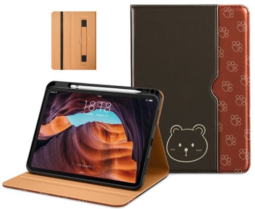 DTTO - Case for iPad 11th Gen 11" 2025 (A16) & 10th Gen 10.9" 2022, Leather Folio Cover with Pencil Holder & Auto Wake/Sleep - Bear-Front_Standard 