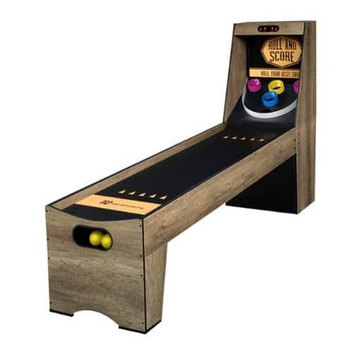 MD Sports 7’ 3” Compact Roll and Score Arcade Game with Electronic Scoring and Ball Return System - Brown