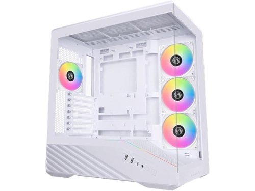 Lian Li - V100 ATX Mid-Tower Case, 4x 120mm ARGB Fans, RGB Strip, Tempered Glass, 420mm GPU Support - White (V100RW) - White-Front_Standard 