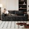 Trinkets Crazed - 71" 3-Seater LoveSeat Sofa Plush Corduroy Boneless Couch with High Cushion Backrest and Wider Armrest - Black-Front_Standard