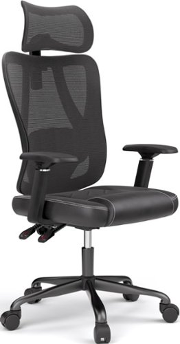 ACGAM - Ergonomic Mesh Office Chair, High Back Gaming Chair w/ Lumbar Support, 1D Adjustable Armrest, Height & Tilt, Metal Base - Black-Front_Standard 