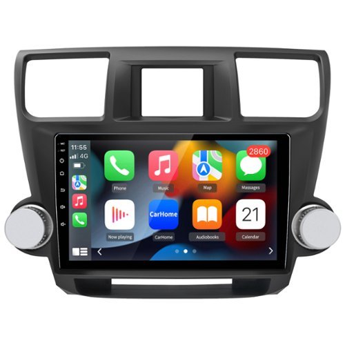 Junsun - For Toyota Highlander 2009-2013 10" 8 Core 4+64GB carplay Android 15 Car Stereo Radio GPS Navi WIFI RDS DSP SWC BT FM - Black-Front_Standard 