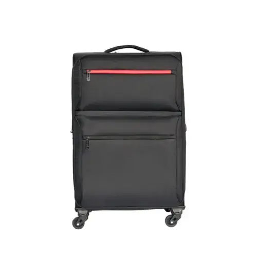 Front. Ecooso - Softside Expandable Luggage 3 Piece Set Upright Spinner Suitcases Lightweight Travel Set 20/24/28 Inch - Black.