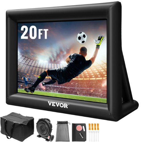 VEVOR - Inflatable Movie Screen 20FT Inflatable Projector Screen for outside with 350W Air Blower Inflatable Screen - Black,White-Front_Standard 