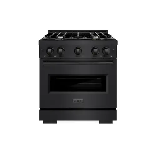 Front. ZLINE - 30" Classic Gas Range w/ 4 Burners & Convection Oven in Black Stainless Steel (CGRB-30) - Black Stainless Steel.