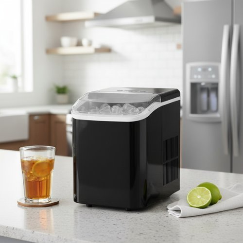 Forest'nSky - Portable Ice Maker - 24.5 lb/24H, 9 Bullet Ice in 6 Mins, Self-Clean, Low Noise, Handle for Camping/BBQ - Black-Front_Standard 