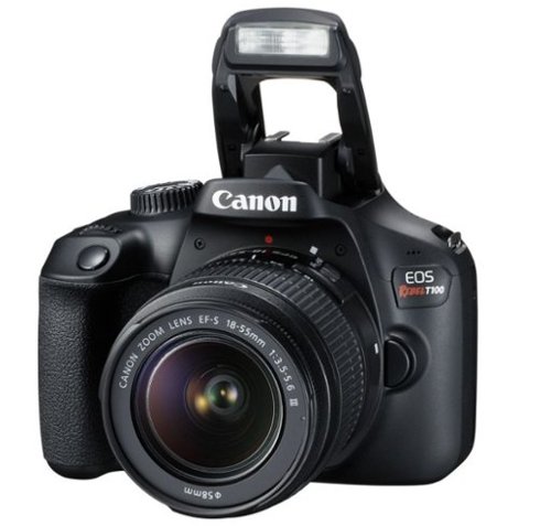 Canon - EOS Rebel T100 DSLR Camera w/EF-S 18-55mm f/3.5-5.6 DC III Lens - Black-Front_Standard 