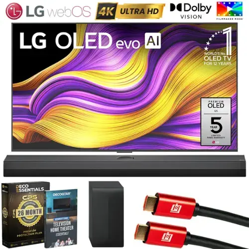 - LG webOS 4K ULTRA HD LG OLED evo AI
- Dolby VISION FILMMARES MODE
- WORLD'S No. 1 OLED TV FOR 12 YEARS
- PREMIUM OLED
- 5 YEAR LIMITED PANEL WARRANTY
- LG Os
- 100 ECO DE SSENTIALS
- DECOGZAR 25 PREMIUM
- CPS 26 MONTH PROTECTION
- BSMNEET SUCE TELEVISION
- PREMIUM HOME THEATER PLAN ESSENTIALS
