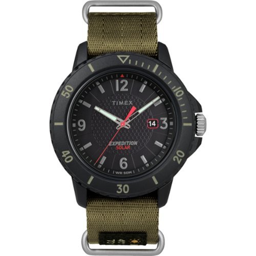 Timex - Men's Expedition Gallatin Solar 45mm Watch - Green/Black-Front_Standard 