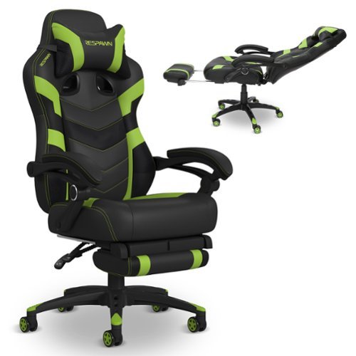 Respawn Products - RESPAWN 110 Pro - Ergonomic Gaming Chair with Footrest, Office Recliner with Lumbar Support and Headrest - Green-Front_Standard 
