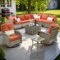 Ovios - 10 PCS Outdoor Patio Furniture Sectional Conversation Set with Swivel Chairs & Coffee Table - Coarse Orange Red-Front_Standard