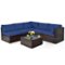Costway - 6PCS Patio Rattan Furniture Set Cushioned Sofa Coffee Table - Navy-Front_Standard