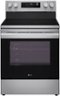 LG - 30-in Wide 6.3 Cu. Ft. Freestanding Electric Convection Smart Range with 4 Elements, Air Fry and WideView Window - Stainless Steel-Front_Standard