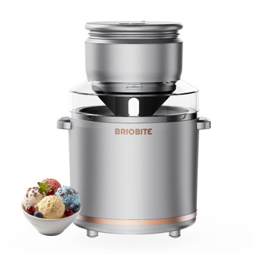 BRIOBITE - 1.1 Quart Ice Cream Maker-Electric Ice Cream Machine for Gelato,Milkshakes&Sorbet,1-2 Servings,Easy to Clean - Silver-Front_Standard 