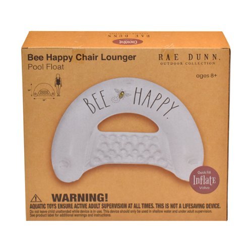 Salus Brands, LLC Rae Dunn: Bee Happy Chair Lounger - 55x36 Water & Pool Inflatable, CocoNut Float, Drifter & Relaxation Chair, Ages 8+ HOW TO BUY