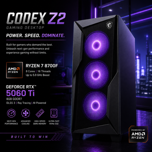 MSI Upgraded Codex Z2 Desktop PC (Ryzen 7 8700F, 32GB, 1TB SSD