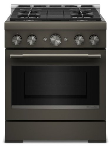 KitchenAid - 4.1 Cu. Ft Commercial Gas Range with No Preheat Air Fry Mode and 4 Burner - Black Ore