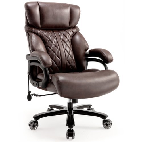 APRILSOUL - 600LBS Big and Tall Office Chair for Heavy People Extra Wide Seat and Adjustable Lumbar Executive Chair with High Back - Brown-Front_Standard 