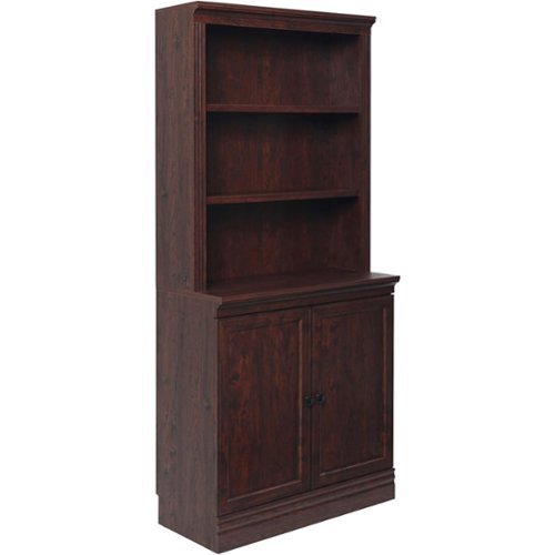 VAUXHILL & CO. - Halston Multi-Depth Bookcase Adjustable Shelf Unit, Doors, Cherry - Dark Cherry-Front_Standard 