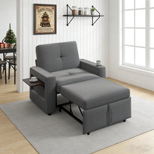 Dyonery - Sleeper Sofa Chair Bed Convertible Sofa Chair 3-in-1 Pull Out Sofa Bed Dark Gray - Gray-Front_Standard 