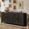 Bestier - 70" Modern TV Stand for TVs up to 75", Natural Wood Media Console with 4 Fluted Curved Doors - Black Grained-Front_Standard