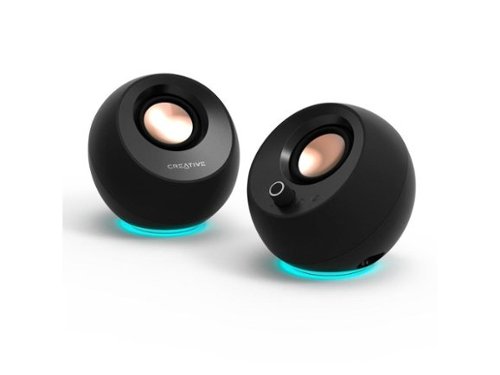Creative Labs - Creative Pebble Pro Minimalist 2.0 USB-C Speakers with Bluetooth, RGB Lighting - Black-Front_Standard 