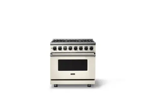 Front. Viking - 36"W. 7Series  5.6 Cu. Ft. Dual Fuel Self-Clean 6 Burner Range-Pure White - Pure White.