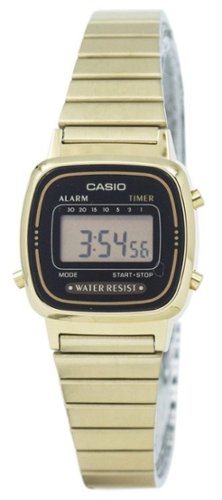 Casio - Digital Stainless Steel Alarm Timer LA670WGA-1DF Women's Watch - Golden-Front_Standard 