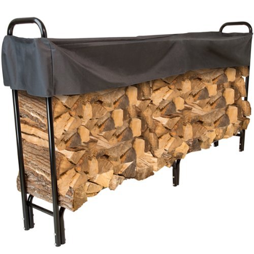 Nature Spring - 8-Foot Firewood Log Rack with Cover - Black-Alt_View_Standard_14 