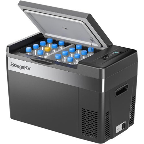 BougeRV - Portable Car Refrigerator 30 Qt, 12 Volt Refrigerator Portable Freezer Compressor Cooler with -7℉~50℉ Cooling Ra - Black-Front_Standard 