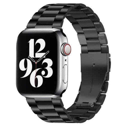 StrapsCo - Flat-Link Everyday Bracelet Stainless Steel Watch Band Strap For Apple Watch - 44mm/45mm/46mm/49mm - Black-Front_Standard 